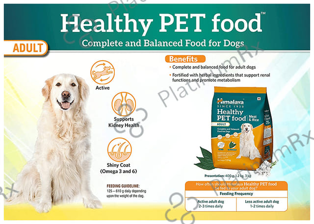 Himalaya Healthy Pet Food for Adult Dogs - With Omega 3 & 6 for Shiny Coat, Kidney Support & Energy - Meat & Rice 400 gm