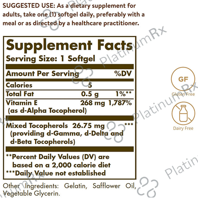 Solgar Naturally Sourced Vitamin E 268mg 400IU Softgel 250s