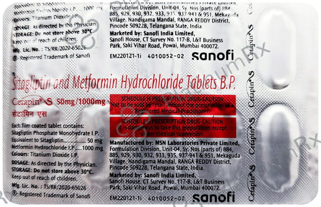 Cetapin S 50/1000mg Tablet 10s