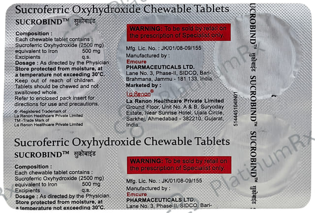 Sucrobind 500mg Chewable Tablet 6s