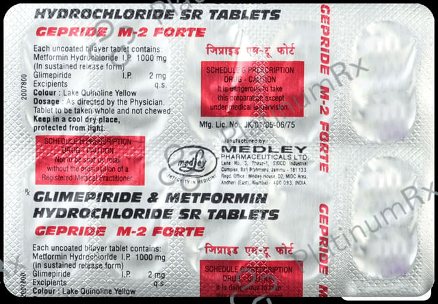 Gepride M 2 Forte 2/1000mg Tablet SR 10s