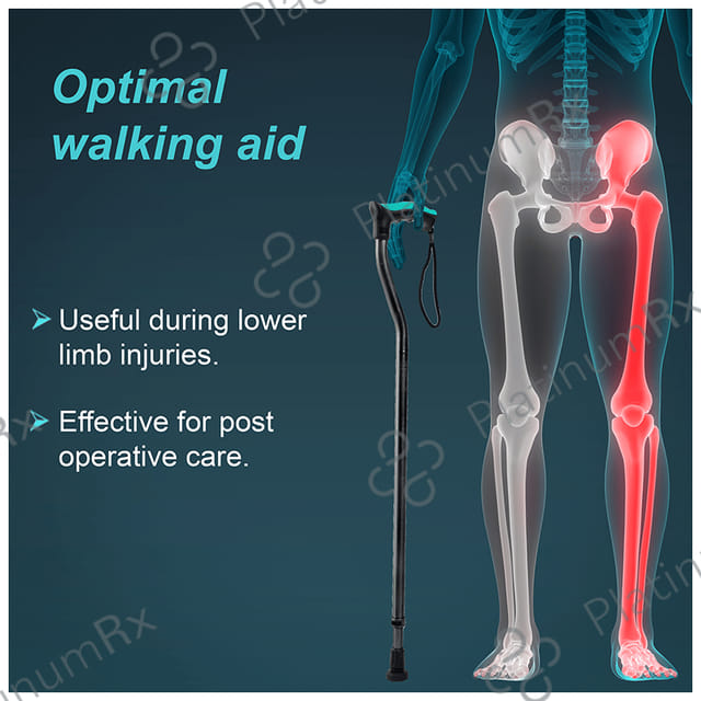 Tynor L-07 Walking Stick (Soft Top) Universal Black