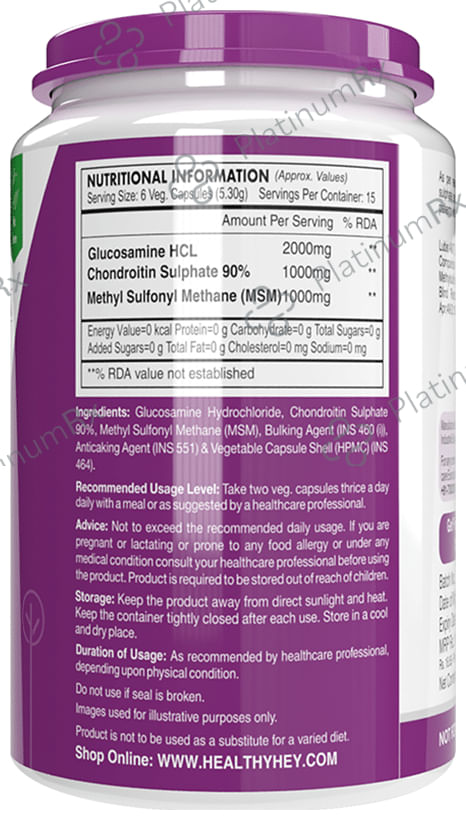 HealthyHey Nutrition Glucosamine + Chondroitin & MSM Capsule 90 capsules