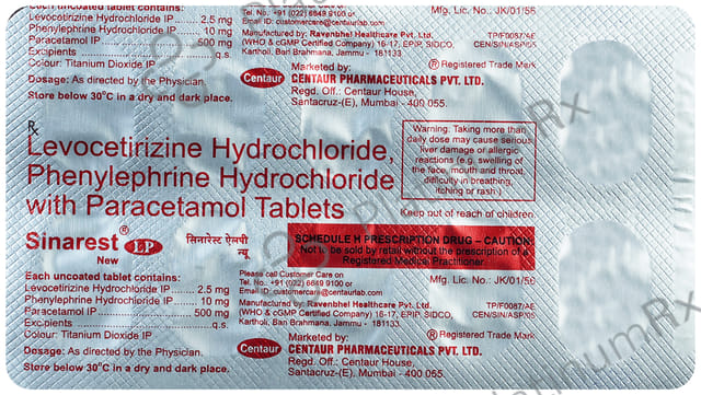 Sinarest LP New 2.5/10/500mg Tablet 10s