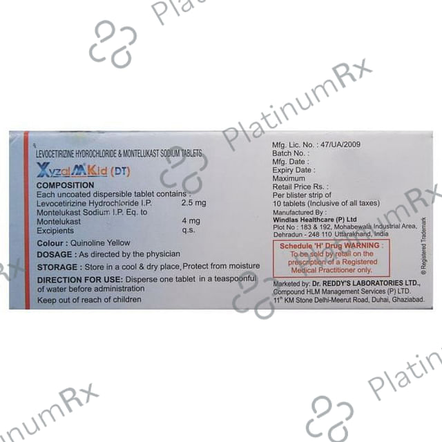 Xyzal M Kid(DT) 2.5/4mg Tablet 10s