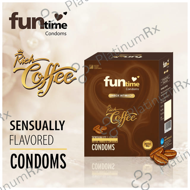 Funtime Dotted Ribbed & Contoured Rich Coffee Flavour Condom 3s