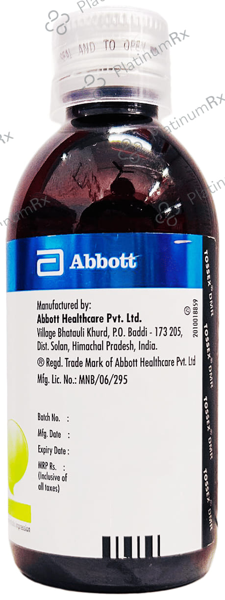 Tossex DMR 2/10mg Kiwi Sugar Free Syrup 100ml