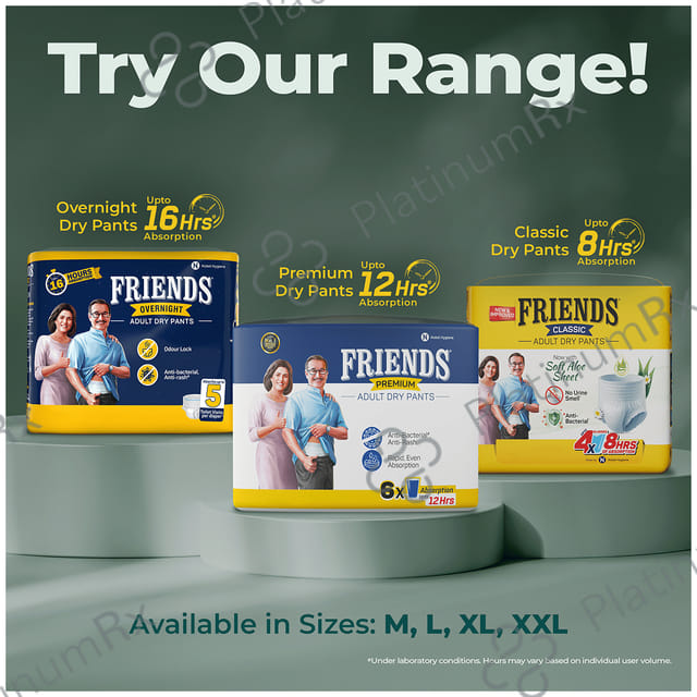 Friends Classic Anti Bacterial & Anti Rash Adult Unisex Dry Pants Large diapers 10s