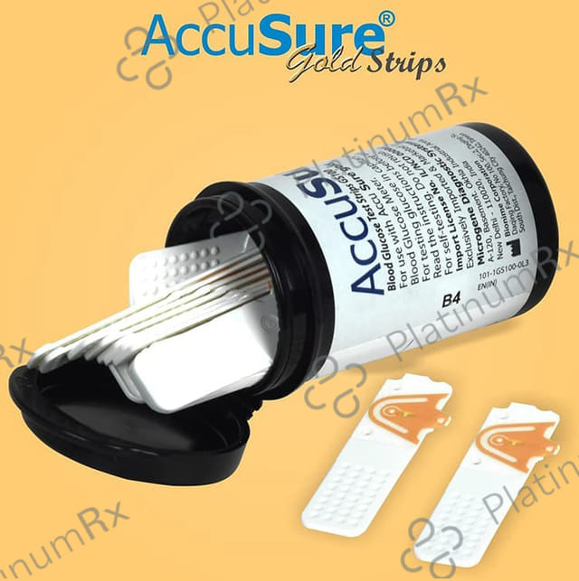 AccuSure Gold Blood Glucose Test Strip (Only Strip)