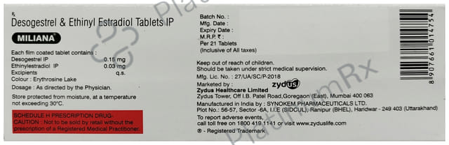 Miliana 0.15/0.035mg Tablet 21s