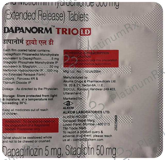 Dapanorm Trio LD 5/500/50mg Tablet 10s