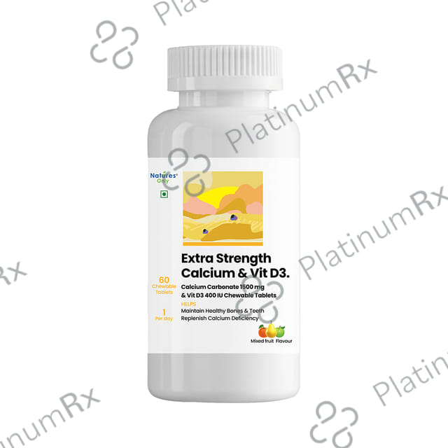 Natures Only Extra Strength Calcium 1500mg & Vitamin D3 400IU Chewable Tablet