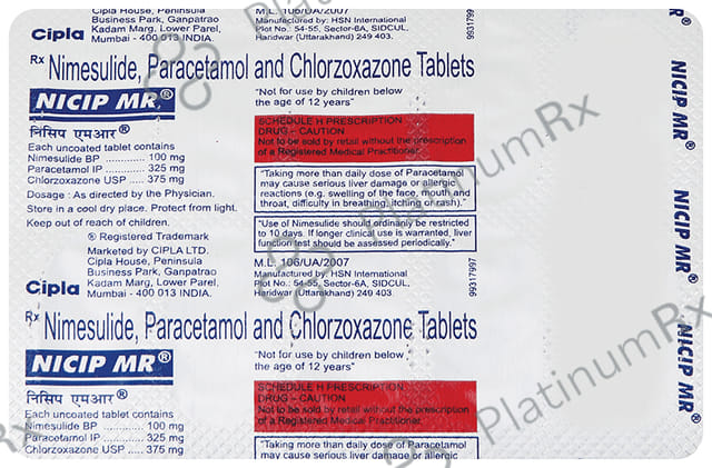 Nicip MR 100/325/375mg Tablet 10s
