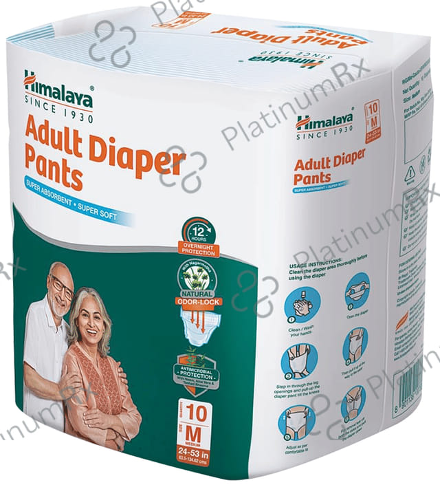 Himalaya Adult Diaper Pant with Natural Odour Lock and Antibacterial Absorbent Core Medium 10s