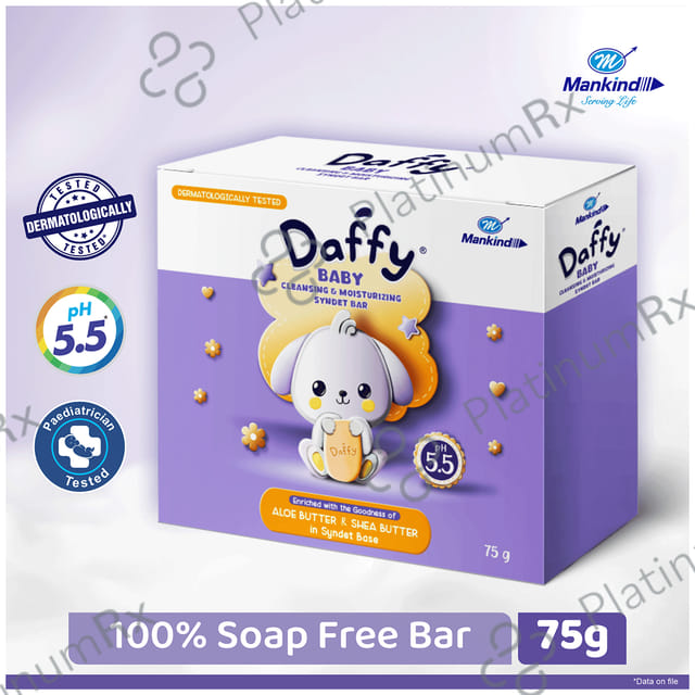 Daffy Baby Bathing Bar Cleansing And Moisturising, Syndet Base With Aloe And Shea Butter, PH Soap 75gm
