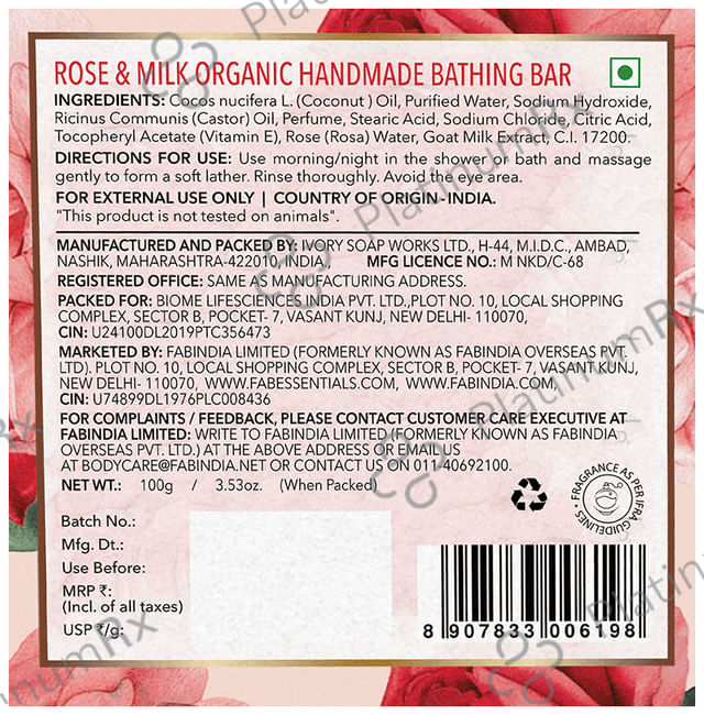 Fabessentials Rose & Milk Organic Handmade Bathing Bar