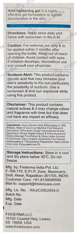 Fixderma Cosmetic Laboratories AHA Lightening Gel