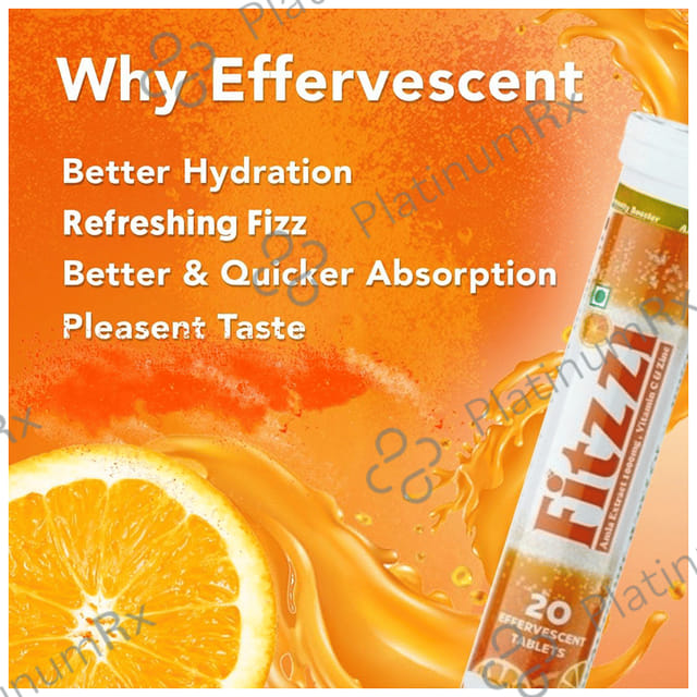 Fitzzi Amla Extract 1000mg, Vitamin C & Zinc Effervescent Tablet