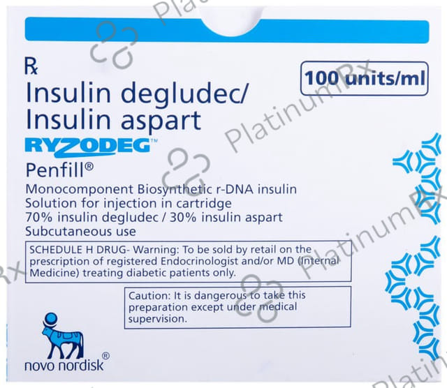 Ryzodeg 2.56/1.05mg (100 IU/ml Penfill Cartridge / Injection 1*3ml