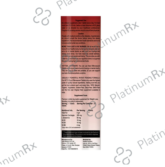 Healthy Nutrition keto Guru Effervescent Tablet