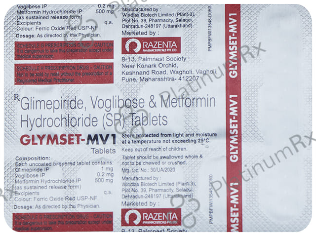 Glymset MV1/500/0.2mg Tablet SR 10s