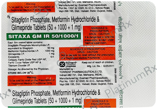 Sitaxa GM IR 50/1000/1mg Tablet 10s