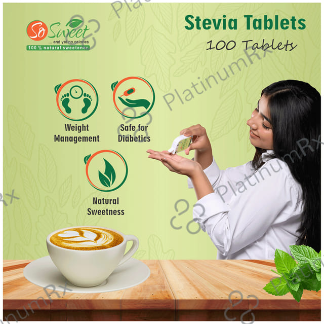 So Sweet Stevia Natural Sweetener for Diabetics - Zero Calorie - Tablet 100 tablets