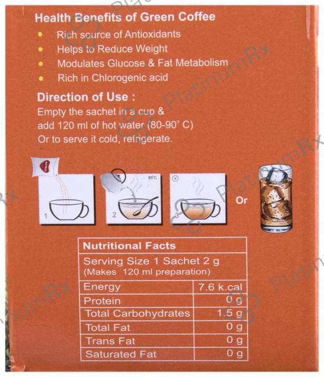 Nutrus Natural Green Coffee with Probiotics Sachet (2gm Each)