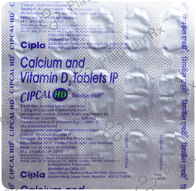 Cipcal HD 500mg/500IU Tablet 15s