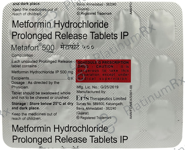 Metafort 500mg Tablet PR 15s
