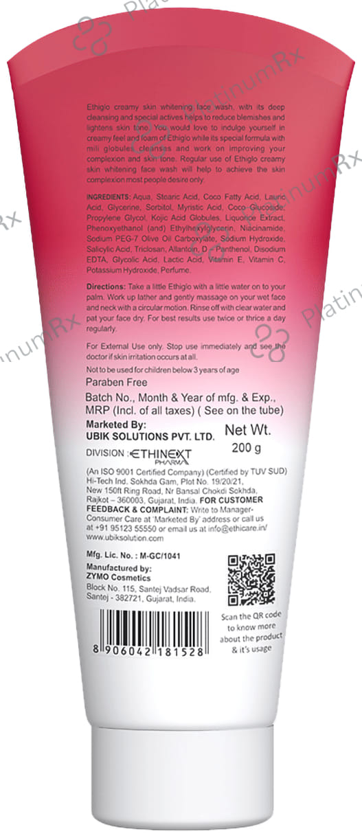 Ethiglo Paraben Free Face Wash Skin Whitening & Deep Cleansing Facial Foam 200gm