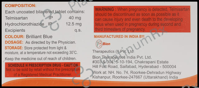 Telelak H 40mg/12.5mg Tablet