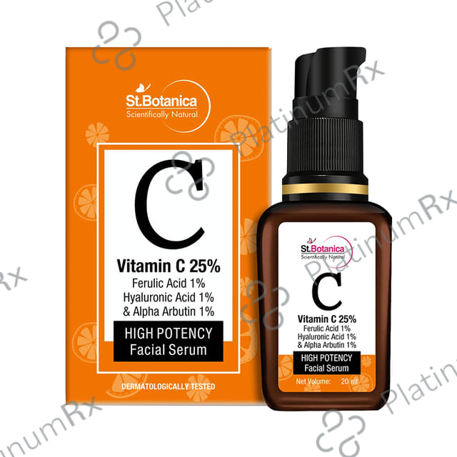 St.Botanica Vitamin C 25% + Ferulic Acid 1% + Hyaluronic Acid 1% & Alpha Arbutin 1% High Potency Facial Serum