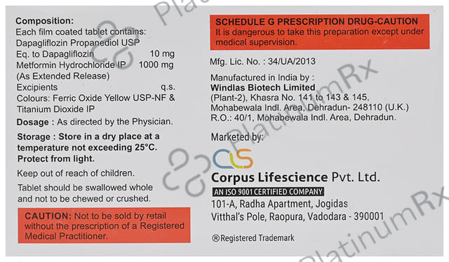 Glifiroz M 10/1000mg Tablet ER 10s