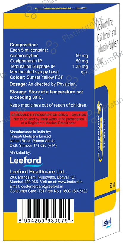 Venphylin Plus 1.25/50/50mg Syrup 60ml