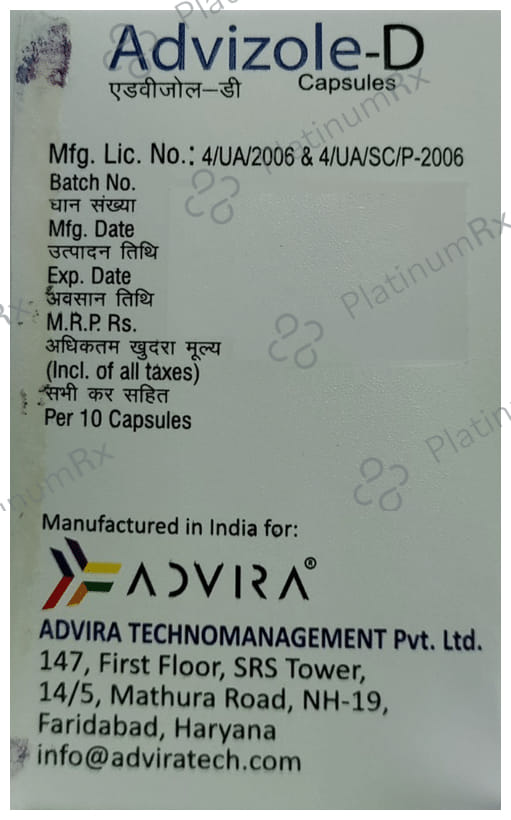 Advizole D 10/20mg Capsule 10s