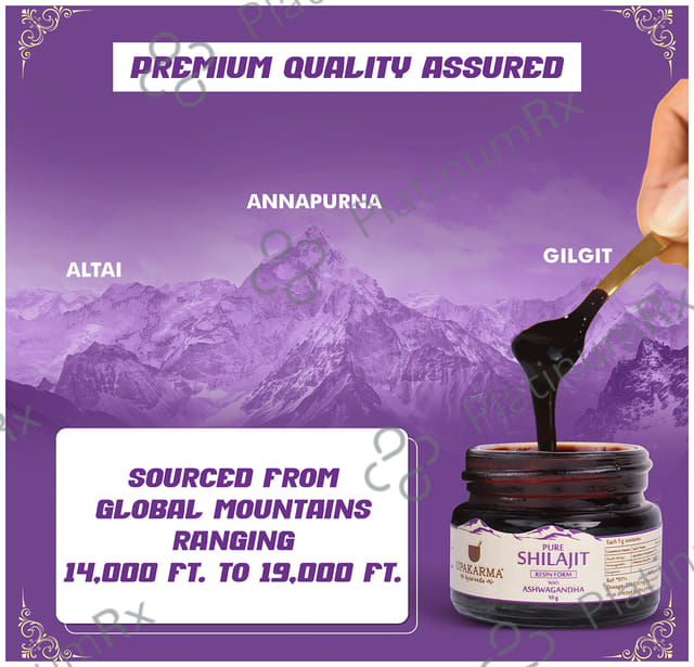 Upakarma Ayurveda Pure Shilajit Resin Form with Ashwagandha 10gm