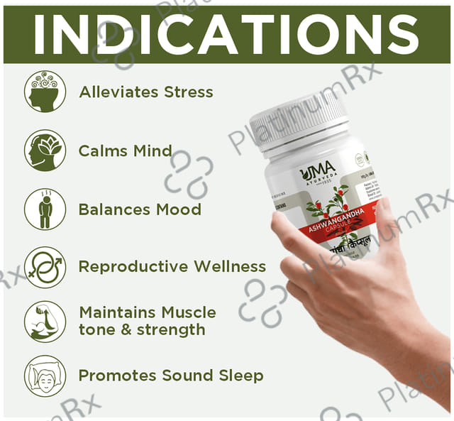 Uma Ayurveda Ashwagandha Veg Capsule