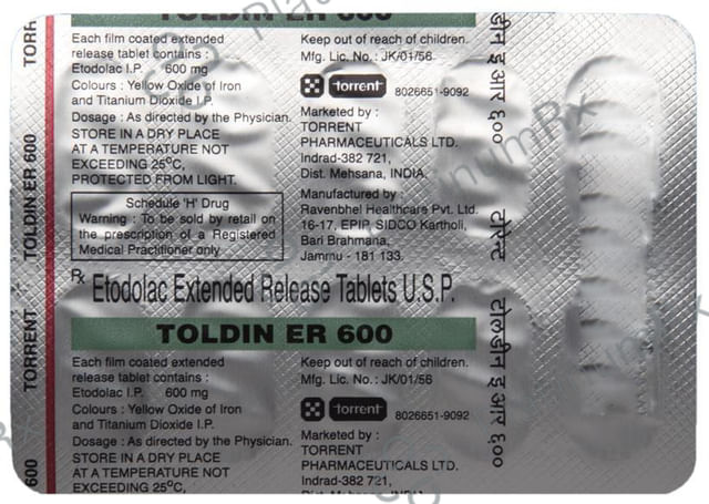 Toldin ER 600mg Tablet 10s