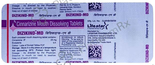 Dizikind 25mg Tablet MD 10s