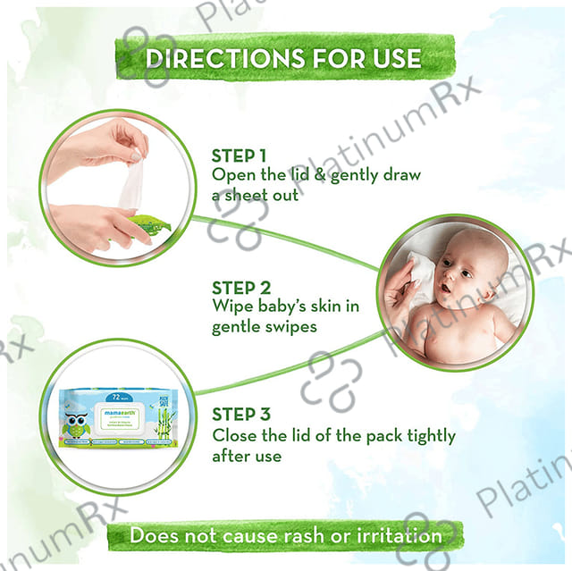 Mamaearth Organic Bamboo Based Wipes - With Castor Oil & Aloe Vera