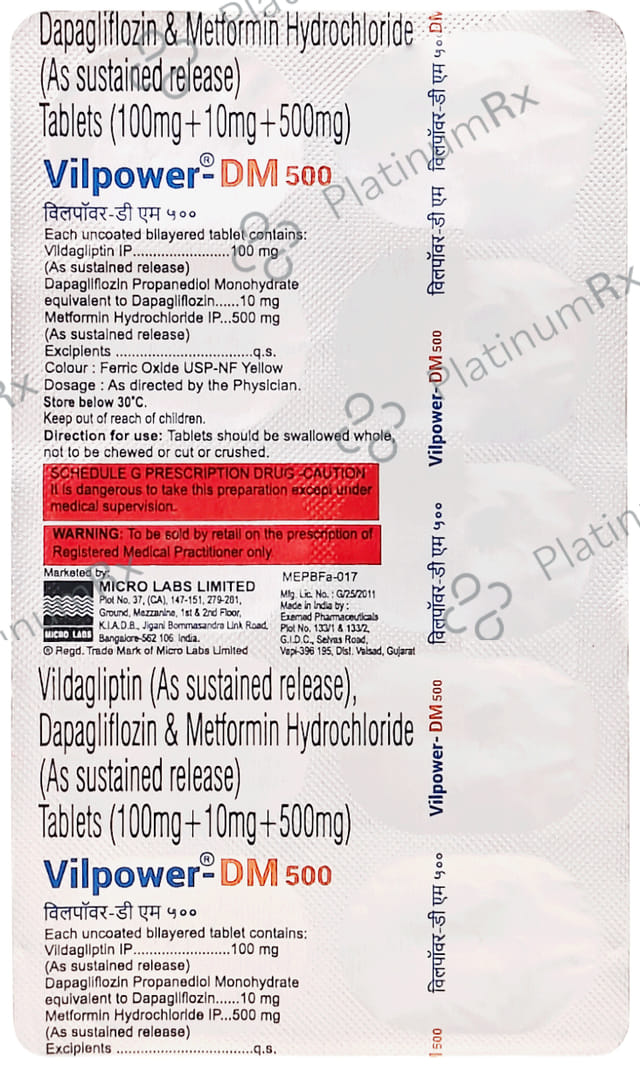 Vilpower DM 10/500/100mg Tablet 10s