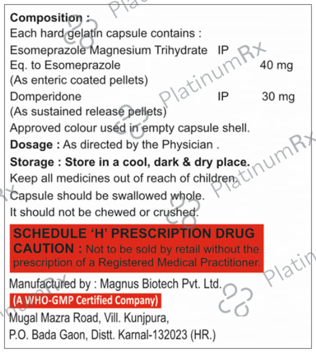 Esoqual D 30/40mg Capsule SR 10s