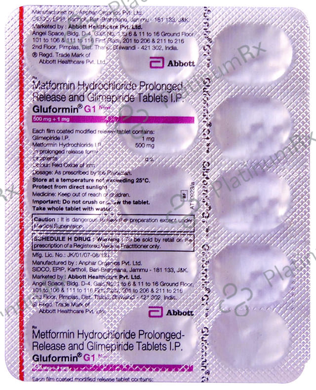 New Gluformin G 1/500mg Tablet PR 15s