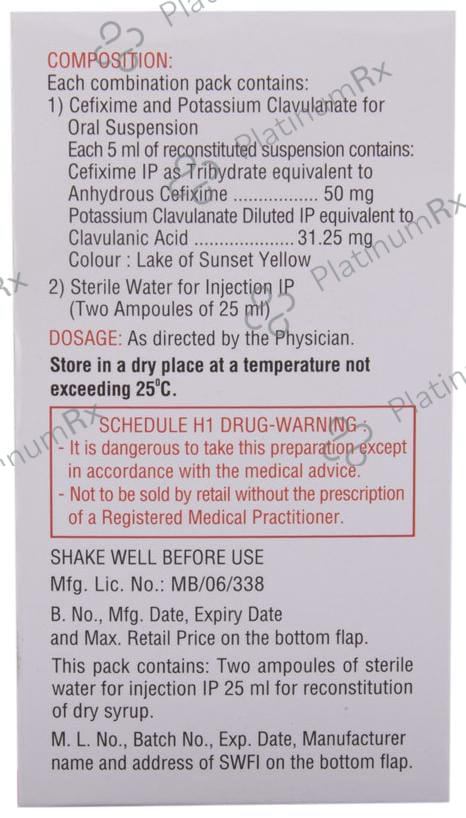 Zifi CV 50mg Dry Syrup 50ml