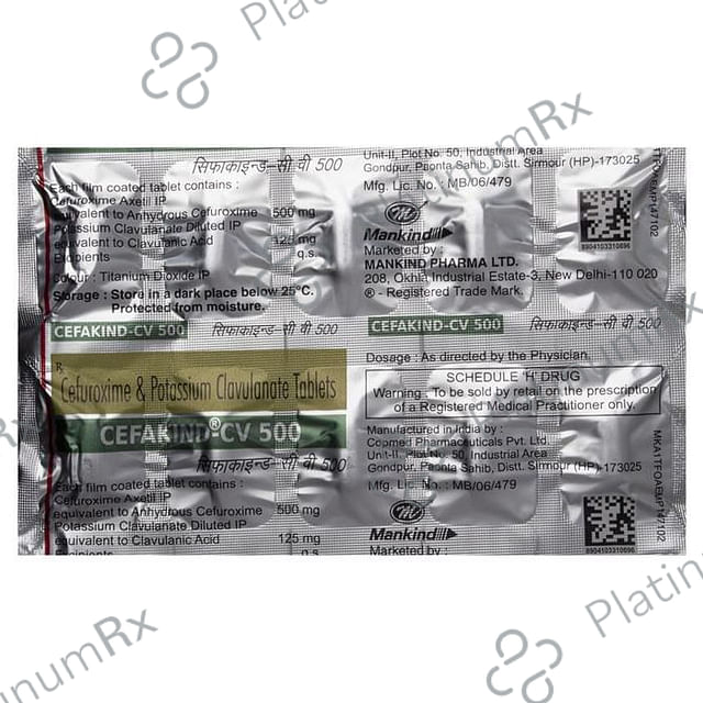 Cefakind CV 500/125mg Tablet 10s