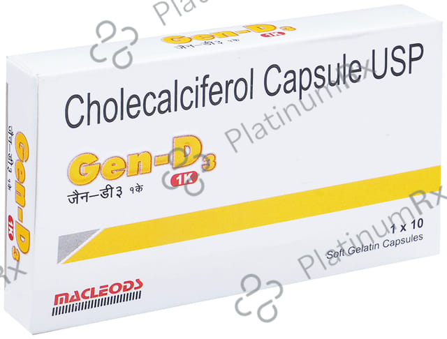 Gen D3 1000IU Soft Gelatin Capsule 10s