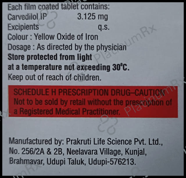 Carvistar 3.125mg Tablet 15s