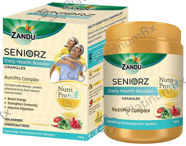 Zandu Seniorz Daily Health Booster Drink- 100% Ayurvedic & Natural Health Drink - Helps Boost Energy, Strengthen Immunity & Improve Digestion- Enriched with Moong Protein