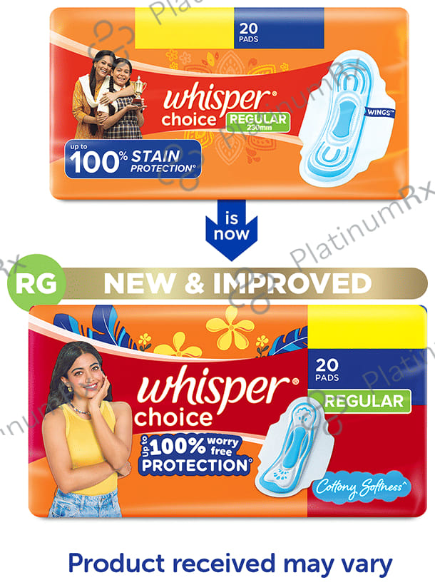 Whisper Choice Wings Sanitary Pads Regular 20 pads